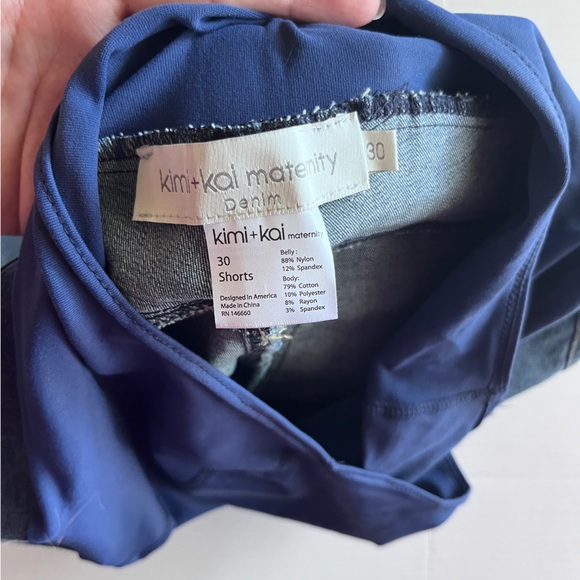 Kimi+Kai Maternity Over Belly 9” Bermuda Jean Shorts Abbie Rolled Cuff 30 10 - Picture 4 of 7